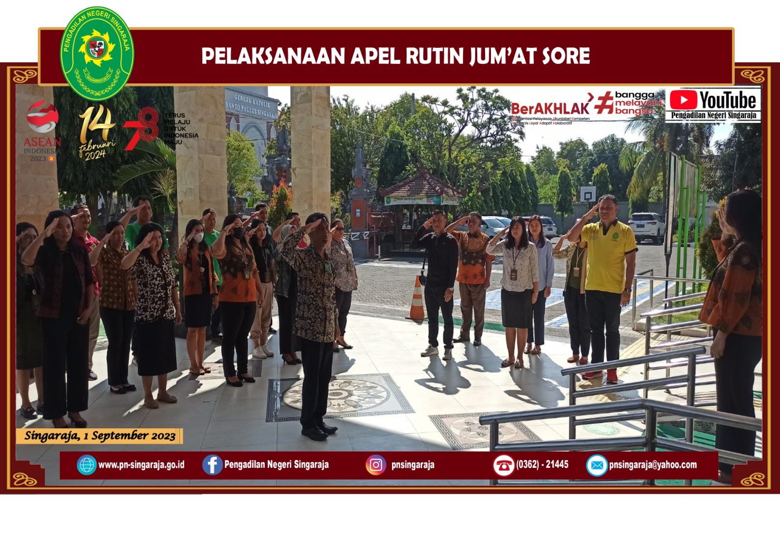 Pelaksanaan Apel Rutin Jum'at Sore | 1 September 2023