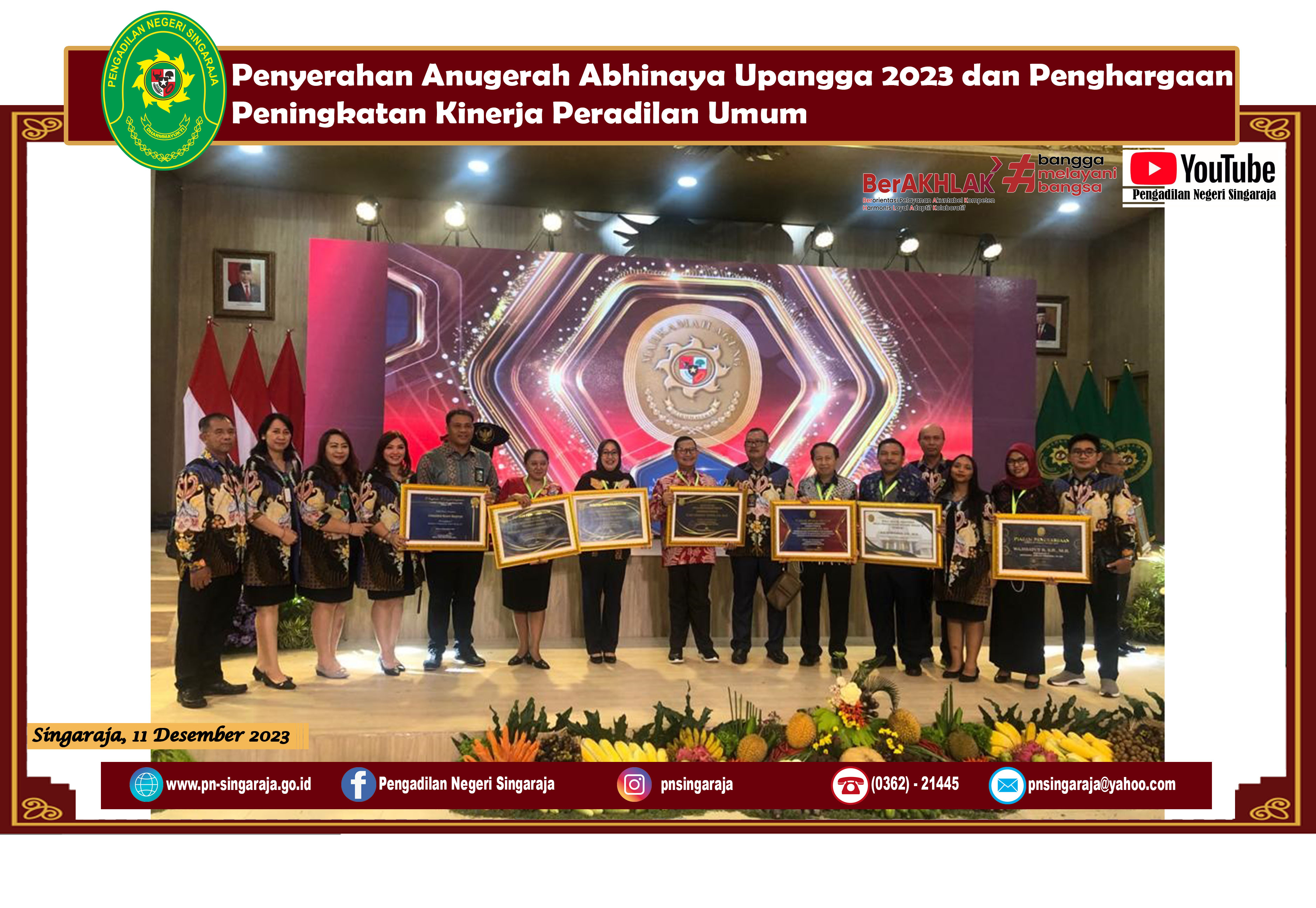 Penyerahan Anugerah Abhinaya Upangga 2023 dan Penghargaan Peningkatan Kinerja Peradilan Umum