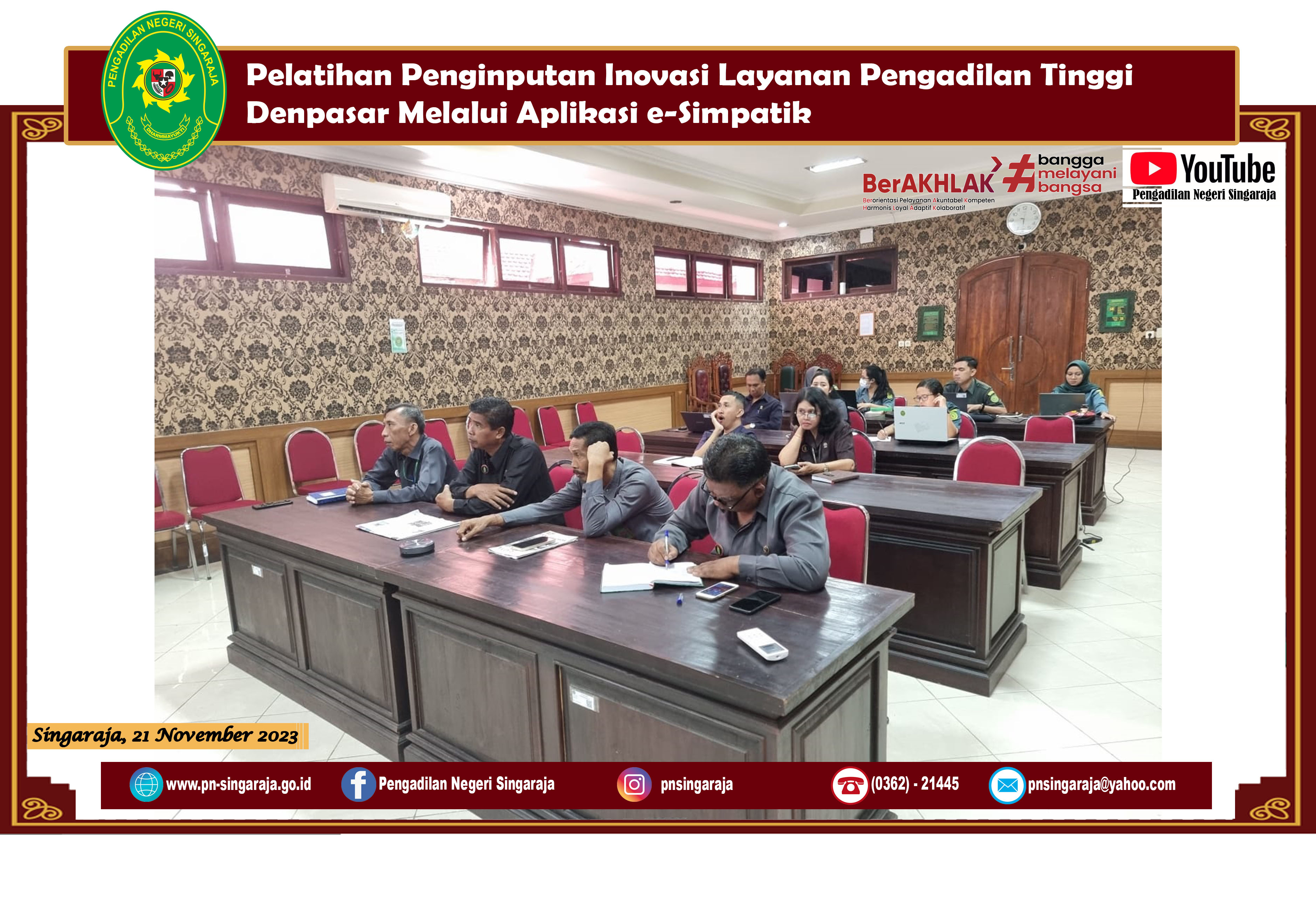 Pelatihan Penginputan Inovasi Layanan Pengadilan Tinggi Denpasar Melalui Aplikasi e-Simpatik