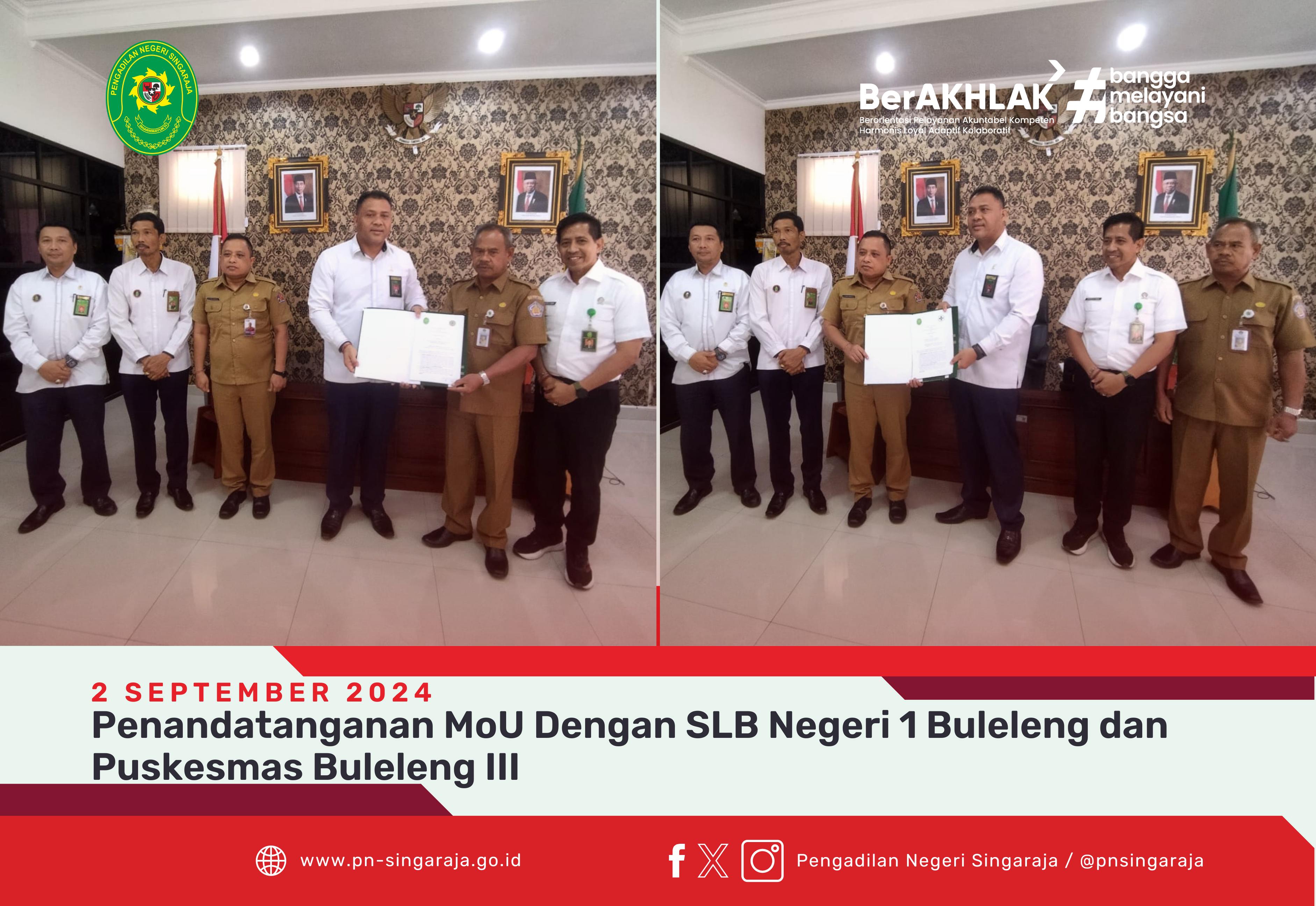 Penandatanganan MoU Dengan SLB Negeri 1 Buleleng dan Puskesmas Buleleng III