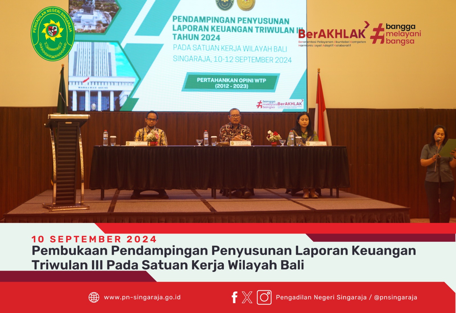 Pembukaan Pendampingan Penyusunan Laporan Keuangan Triwulan III Pada Satuan Kerja Wilayah Bali