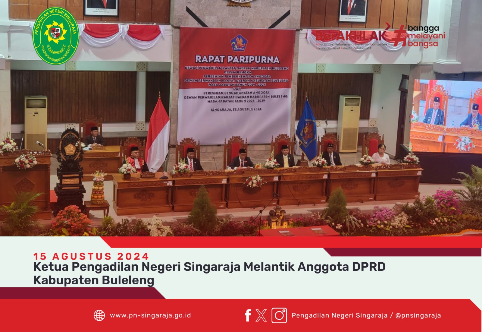 Ketua Pengadilan Negeri Singaraja Melantik Anggota DPRD Kabupaten Buleleng