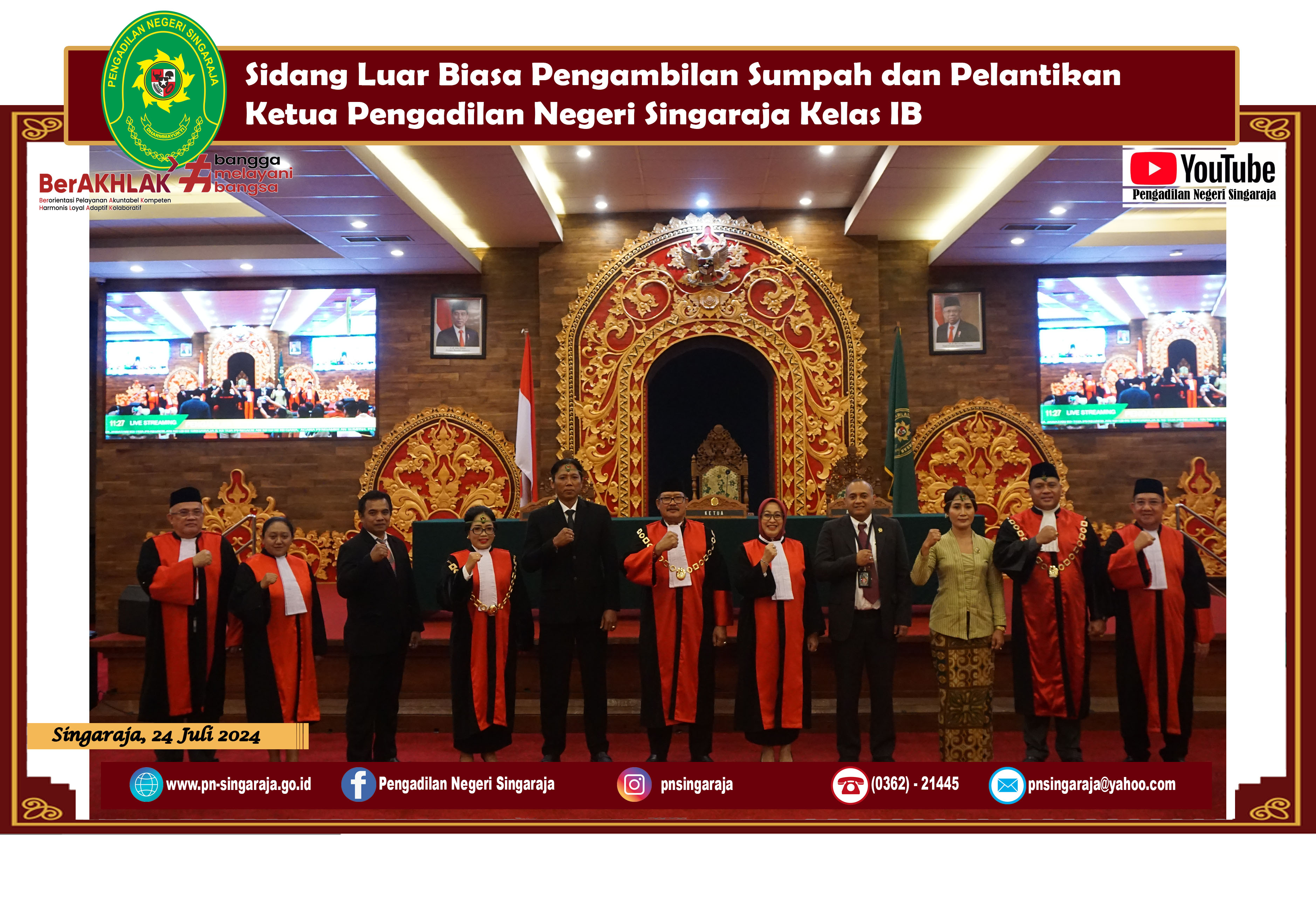 Sidang Luar Biasa Pengambilan Sumpah dan Pelantikan Ketua Pengadilan Negeri Singaraja Kelas IB