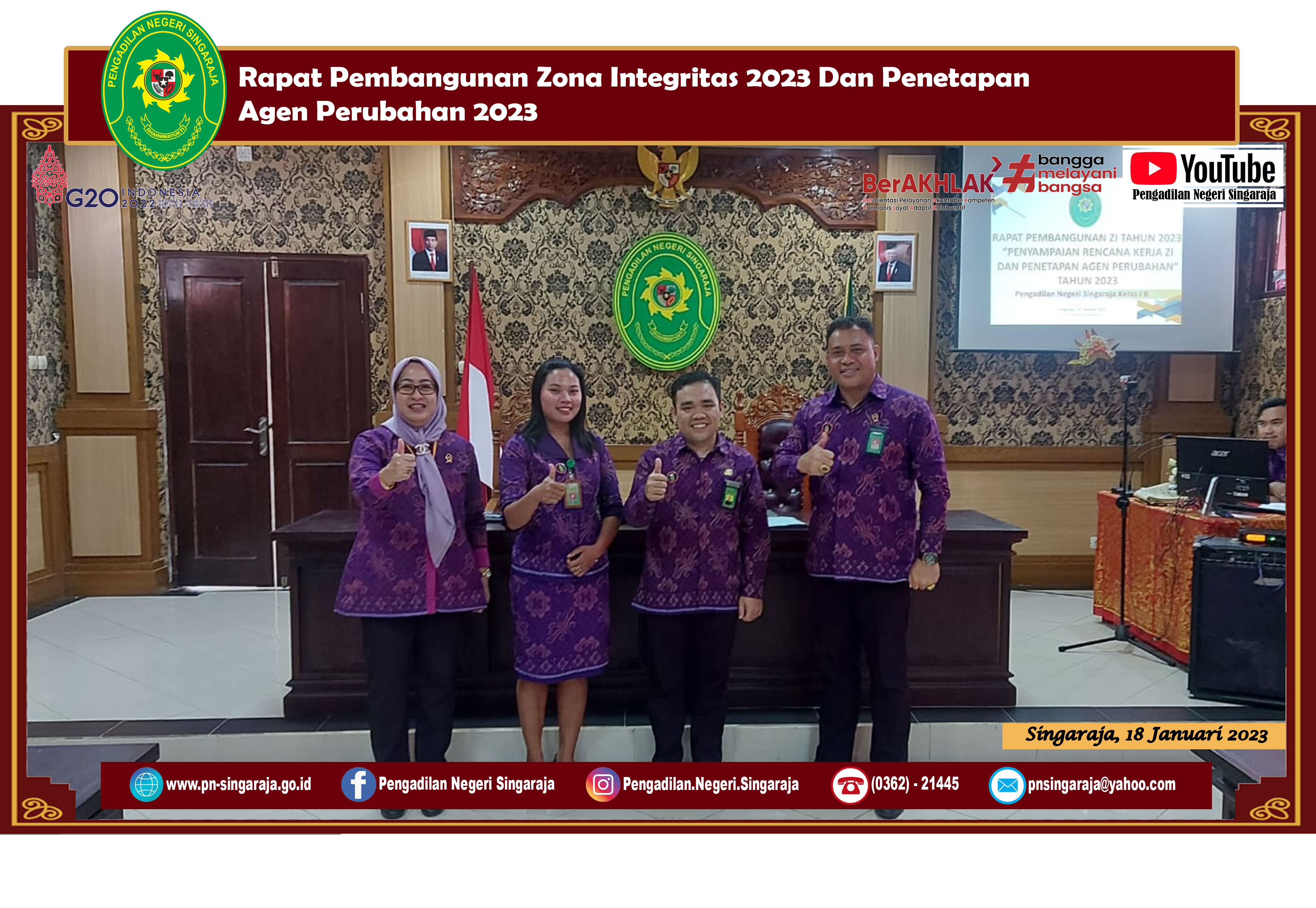 Rapat Pembangunan Zona Integritas 2023 dan Penetapan Agen Perubahan 2023