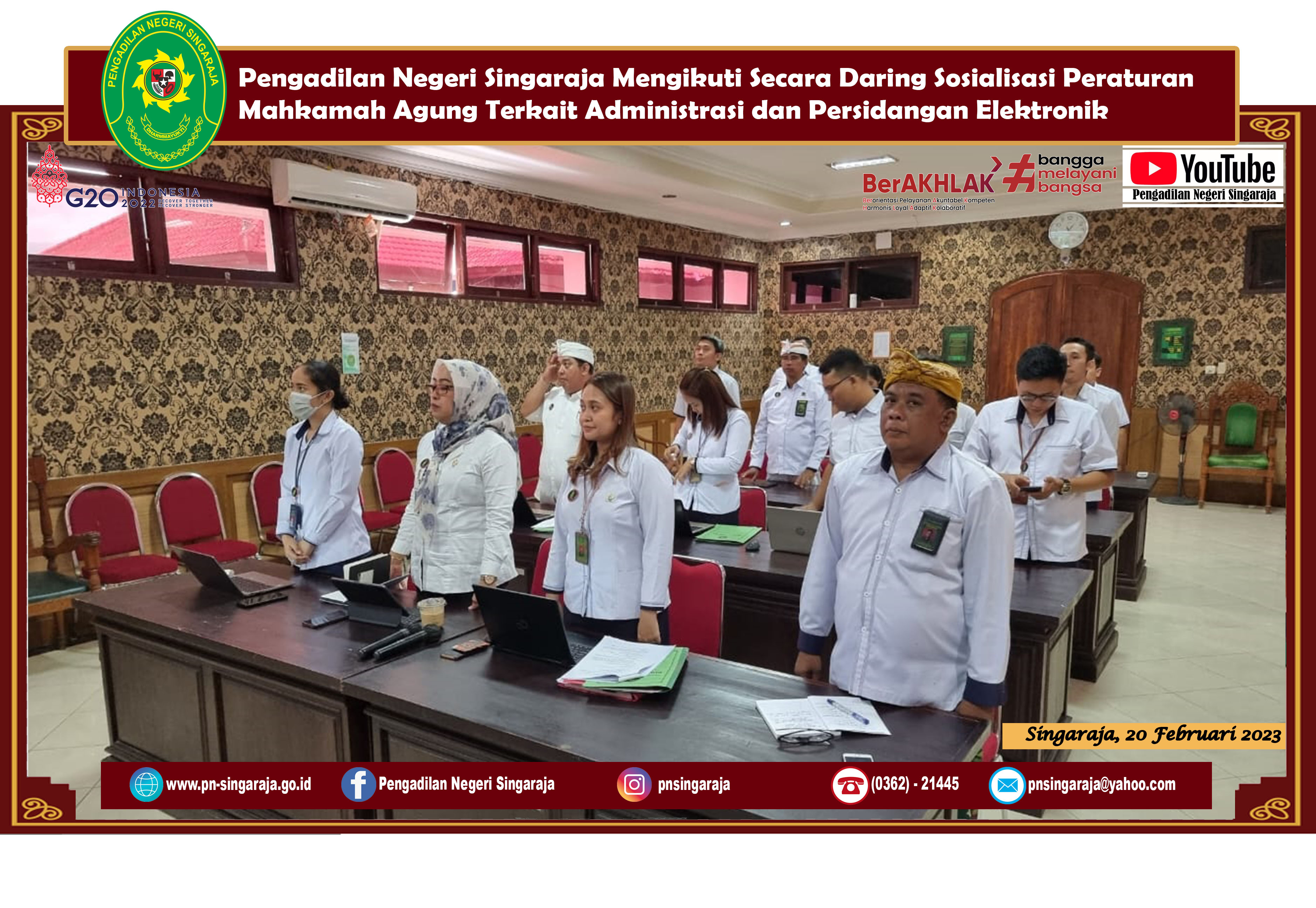 Pengadilan Negeri Singaraja Mengikuti Secara Daring Sosialisasi Peraturan Mahkamah Agung Terkait Administrasi dan Persidangan Elektronik